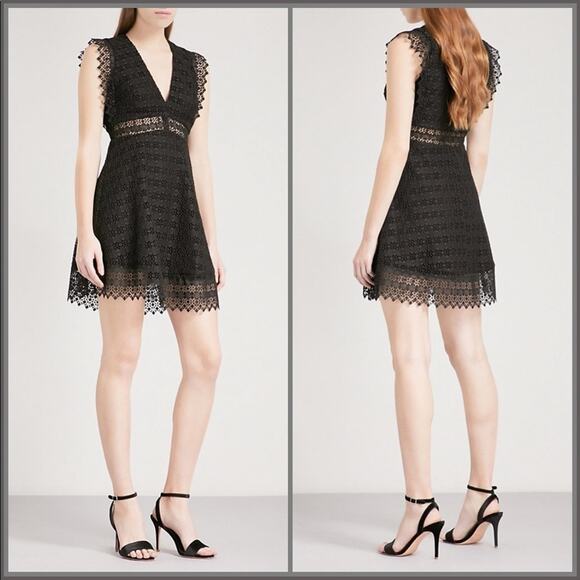Sandro | Dresses | Sandro Plunge Vneck Geometric Lace Mini Dress | Poshmark